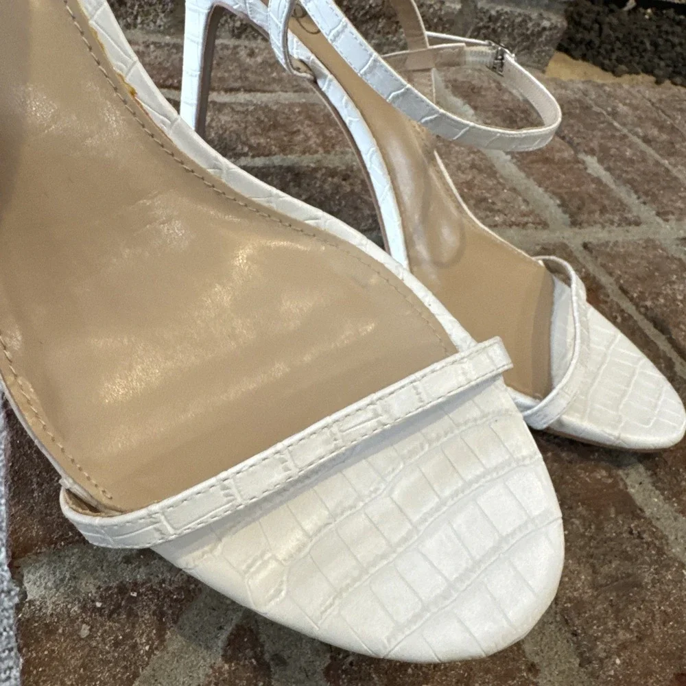 Sam Edelman Doran Strappy Sandal‎ Ivory Cream White Croc Women Size 11 #149